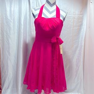 Pink Halter Corset Formal Cocktail Dress
